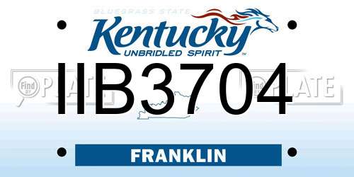 IIB3704 Kentucky License Plate
