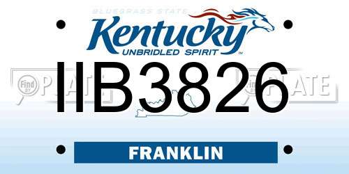 IIB3826 Kentucky License Plate