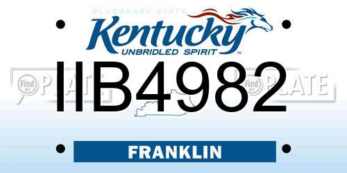 IIB4982 Kentucky License Plate