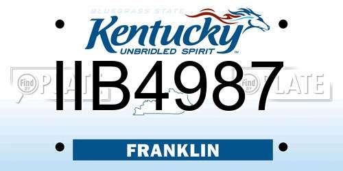 IIB4987 Kentucky License Plate