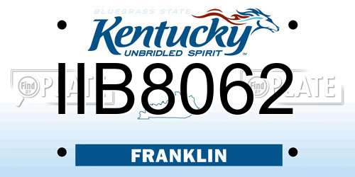 IIB8062 Kentucky License Plate