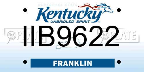 IIB9622 Kentucky License Plate