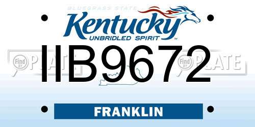 IIB9672 Kentucky License Plate