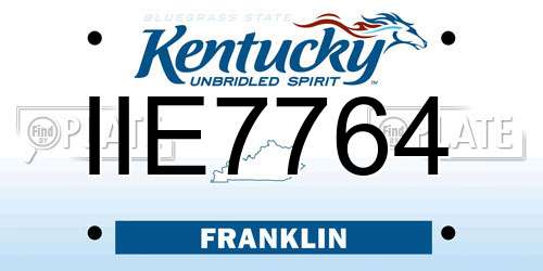 IIE7764 Kentucky License Plate