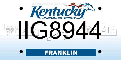 IIG8944 Kentucky License Plate