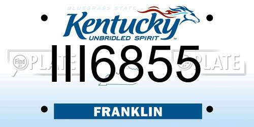 III6855 Kentucky License Plate
