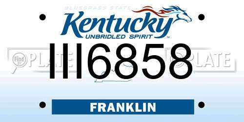 III6858 Kentucky License Plate