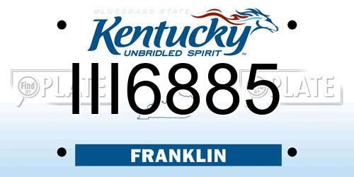 III6885 Kentucky License Plate