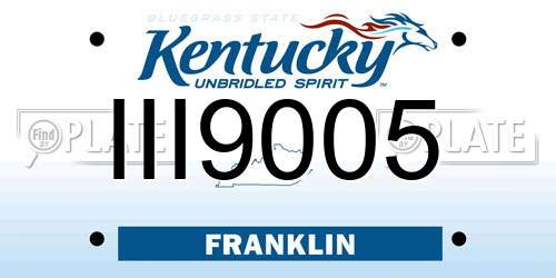III9005 Kentucky License Plate
