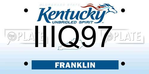 IIIQ97 Kentucky License Plate