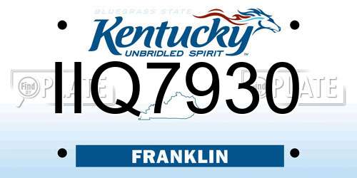 IIQ7930 Kentucky License Plate