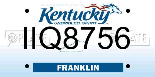 IIQ8756 Kentucky License Plate