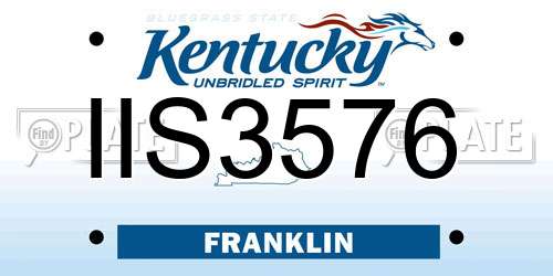 IIS3576 Kentucky License Plate