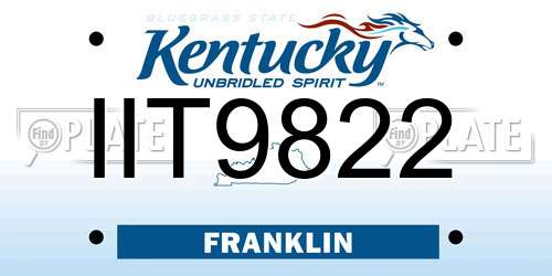 IIT9822 Kentucky License Plate