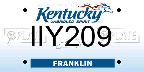 IIY209 Kentucky License Plate