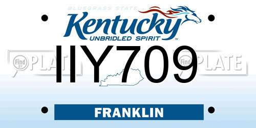 IIY709 Kentucky License Plate