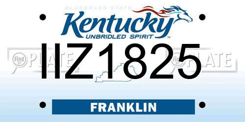 IIZ1825 Kentucky License Plate