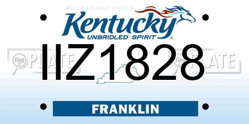 IIZ1828 Kentucky License Plate