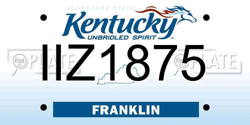 IIZ1875 Kentucky License Plate