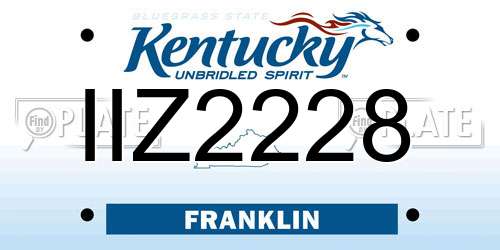 IIZ2228 Kentucky License Plate