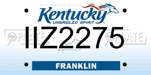 IIZ2275 Kentucky License Plate