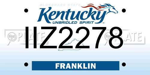 IIZ2278 Kentucky License Plate