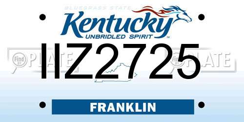 IIZ2725 Kentucky License Plate