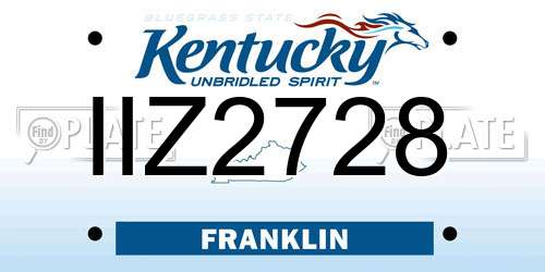 IIZ2728 Kentucky License Plate