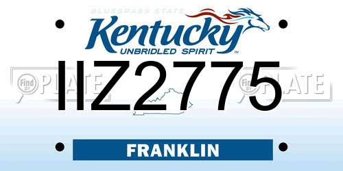 IIZ2775 Kentucky License Plate