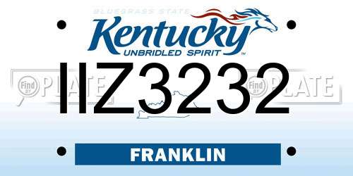 IIZ3232 Kentucky License Plate