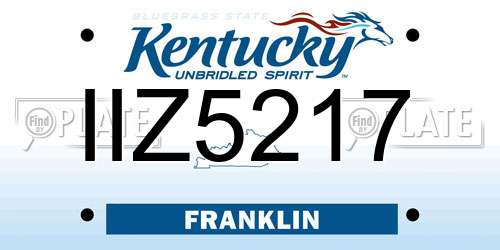 IIZ5217 Kentucky License Plate