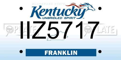 IIZ5717 Kentucky License Plate