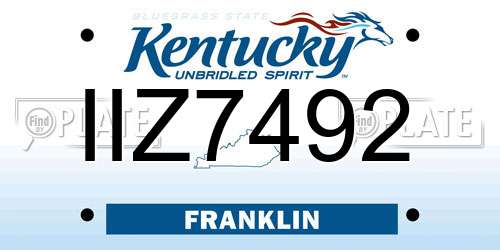 IIZ7492 Kentucky License Plate