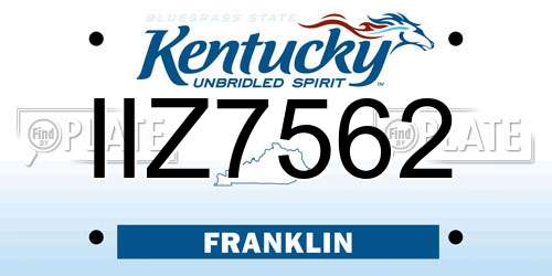 IIZ7562 Kentucky License Plate