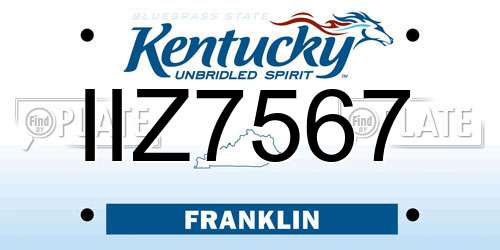 IIZ7567 Kentucky License Plate