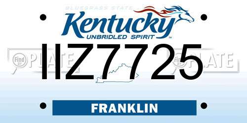 IIZ7725 Kentucky License Plate