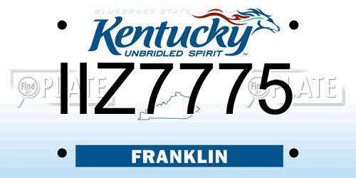 IIZ7775 Kentucky License Plate