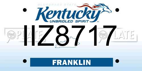 IIZ8717 Kentucky License Plate