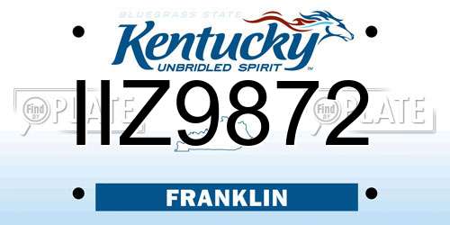 IIZ9872 Kentucky License Plate