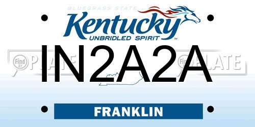 IN2A2A Kentucky License Plate