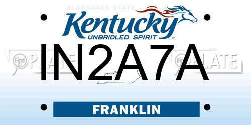 IN2A7A Kentucky License Plate