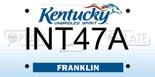 INT47A Kentucky License Plate