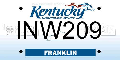 INW209 Kentucky License Plate