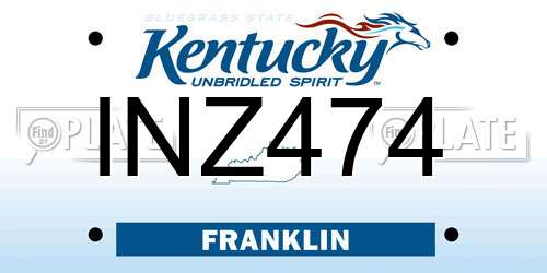 INZ474 Kentucky License Plate