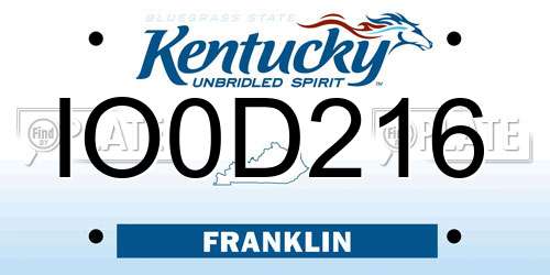 IO0D216 Kentucky License Plate
