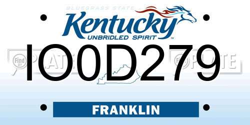IO0D279 Kentucky License Plate