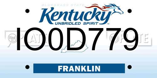 IO0D779 Kentucky License Plate