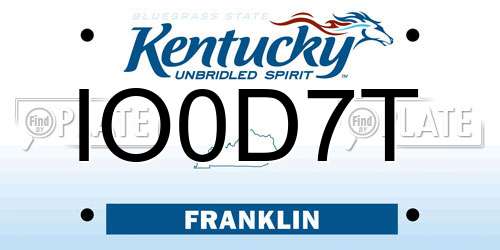 IO0D7T Kentucky License Plate
