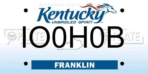 IO0H0B Kentucky License Plate