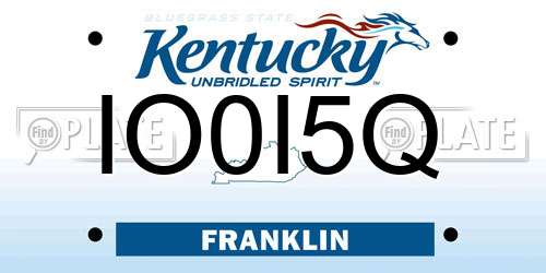 IO0I5Q Kentucky License Plate